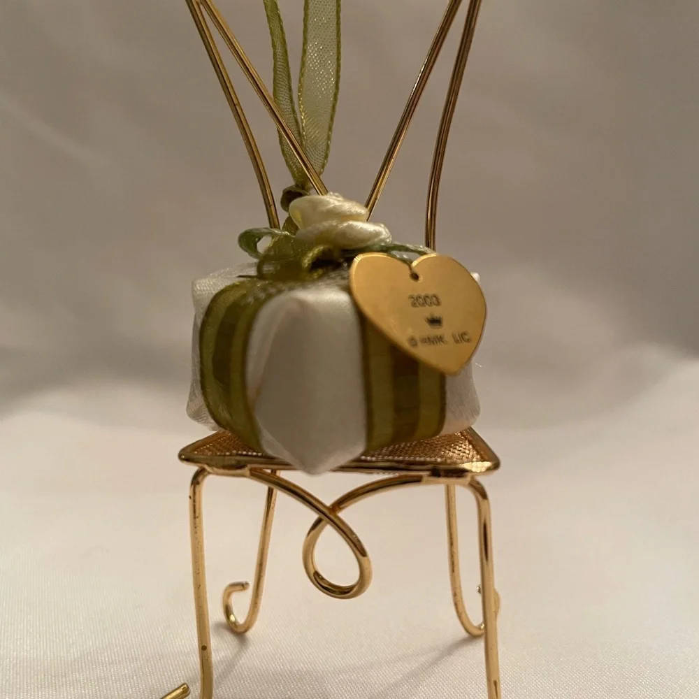 Hallmark Gold Chair Ornament with Silver and Green Details
